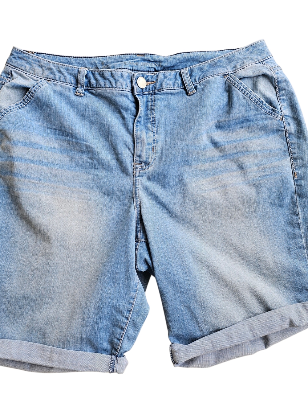 Lane Bryant Light Wash Denim Roll-Cuff Shorts